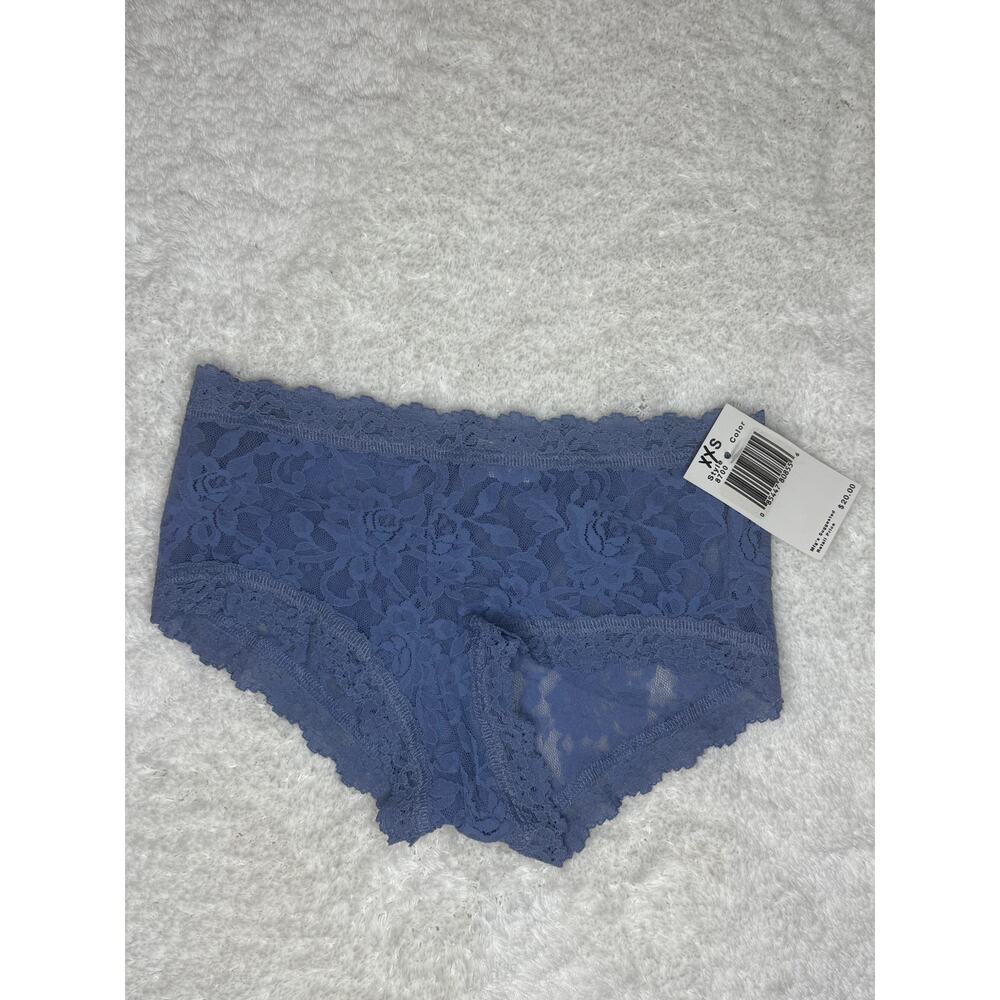 NWT Hanky Panky Periwinkle Blue Lace Boyshort Panties XXS Sheer